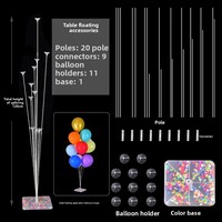 Nouvel ensemble de colonnes flottantes transparentes en plastique pour ballons, idéal pour les anniversaires, banquets, événements sportifs, décoration de fête avec base colorée