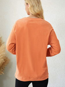 Felpa Pullover a girocollo a manica lunga da <span class=keywords><strong>donna</strong></span> con scritta in tinta unita stampa con lettere <span class=keywords><strong>senza</strong></span> <span class=keywords><strong>cappuccio</strong></span> camicia a maglia tinta unita in autunno - Product Image 5