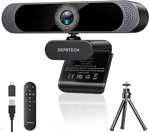 DEPSTECH 4K веб-камера, ультра HD 1/2.55 ''3X цифровой зум, микрофоны с двойным шумоподавлением, дистанционное управление, автофокус