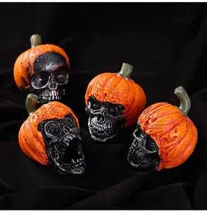 New Halloween Resin Pumpkin Crafts Garden Decoration Horror Halloween Resin Scary Funny Ornaments