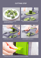 Vente chaude 15-en-1 manuel hachoir à légumes trancheuse coupe-oignon multifonctionnel fruits légumes outils lames en acier inoxydable