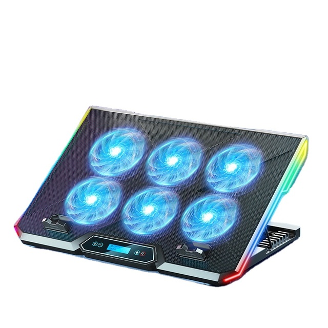 Ruimaite K19 Air Cooling Silent Game Base Laptop Radiator with 6-Fan Computer Exhaust Fan Bracket Plastic Material