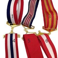 Ruban de 2,5 cm rouge, blanc, bleu et or pour médailles sportives – Vente en gros, personnalisation disponible