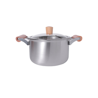 Ensemble de casseroles en acier inoxydable à trois couches avec poignées en bois, ensemble de casseroles et de marmites pour cuisinière à induction, pour la cuisine à domicile