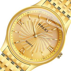 Montre pour femme HALEI Quartz, boîtier rond en or jaune, étanche 3BAR, mouvement japonais, vente en gros - Product Image 2