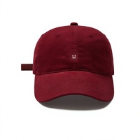 Casquette de baseball en coton à 6 panneaux avec visière Smile-Face, broderie machine, tendance, extra-large, quatre saisons, polyvalente pour homme adulte