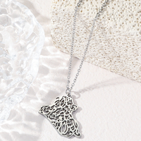 Collier Pendentif Carte d'Irak Allah Calligraphie Arabe Islamique Musulmane en Acier Inoxydable PVD Bijoux Vente en Gros pour Femmes Hommes 2026