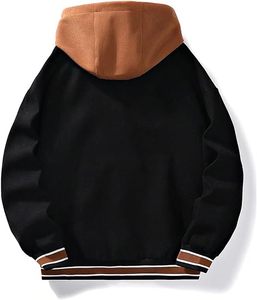 Custom Patch Embroidery Hooded Varsity <b>Jacket</b> Men Two Tone Fleece <b>Bomber</b> Letterman <b>Jacket</b> Streetwear Vintage <b>Baseball</b> <b>Jacket</b> - Product Image 3