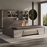 Ensemble de bureau et chaise de direction en PVC en forme de L, mobilier de bureau commercial haut de gamme, moderne et luxueux