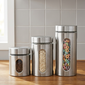 Recipientes de Almacenamiento de Alimentos de Acero Inoxidable, Herméticos, Redondos, Diseño Minimalista para Uso en la Cocina - Product Image 2