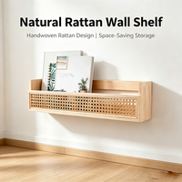 Étagère murale en bois artisanal nordique de haute qualité, étagère murale en rotin décorative pour la décoration de la maison, cadeau