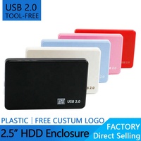 Boîtier de disque dur mobile USB2.0 OEM, 2,5 pouces, en plastique, SATA, boîtier externe pour disque dur, sans outil