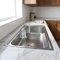 Évier de cuisine en acier inoxydable 304 à surface brossée, grand bac unique, résistant aux rayures, personnalisable, en promotion