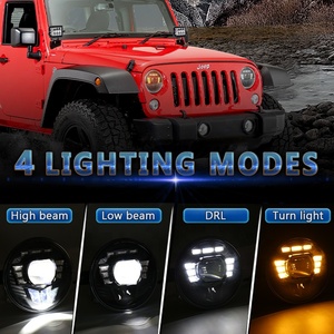 อุปกรณ์เสริมรถยนต์ OVOVS ไฟหน้ารถยนต์ 12V พร้อมไฟเลี้ยวสีเหลืองอำพัน ไฟหน้า LED 7 นิ้ว สำหรับรถจี๊ป แรงเลอร์ JK TJ <span class=keywords><strong>CJ</strong></span> LJ โตโยต้า ฮัมเมอร์ H2 - Product Image 2
