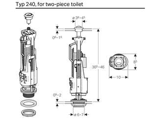 OUTLET Typ240 <span class=keywords><strong>GEBERIT</strong></span> Valve de chasse d'eau double action pour toilettes, <span class=keywords><strong>mécanisme</strong></span> de chasse d'eau avec bouton D38mm pour réservoir de toilettes, noir - Product Image 6