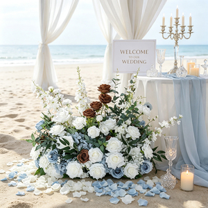 Arreglos florales artificiales al por mayor para pasillos y rosas blancas para decoración de bodas y fiestas - Product Image 1