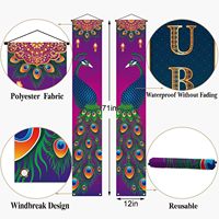 Bannière murale pour la fête des lumières indienne - Paon Diwali, panneau d'accueil pour fête, drapeaux et bannières promotionnels, décorations