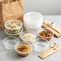 Bol Rond en Plastique Transparent Jetable à Motif Diamant 1250ml Anti-fuite Micro-ondable Sans BPA Vente en Gros pour Usage Commercial