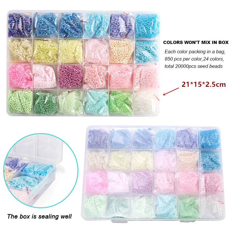 24Colors Glass Seed Beads for Jewelry Making Bracelet Making Girls Adults Friendship Bracelet Making Kit