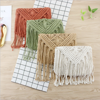 Sacs à main en corde de coton Simple fait à la main pour femmes, sacs de plage en macramé crochet à glands vintage, pochettes et sacs à main pour dames