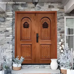 <span class=keywords><strong>Puerta</strong></span> de Entrada de Madera Maciza de Teca Birmana con Diseño de Piña Moderno y Simple, Doble, Interior, Impermeable, para Villa, Apartamento, Dormitorio, Hotel - Product Image 1