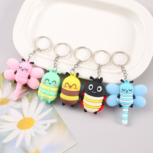 Porte-clés en PVC souple 3D en forme d'insecte animal, libellule, abeille, chenille mignonne, reptile, pendentif, cadeau pour femme, porte-clés - Product Image 1