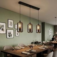 Lámpara Colgante Nórdica Moderna de Hierro y Vidrio, 3 Luces, Negra, Tamaño Mediano, Regulable, para Isla de Cocina, Barra y Decoración de Mostrador