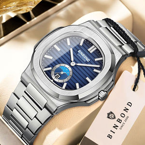 Reloj de Pulsera de Lujo BINBOND 1786, Estilo Vintage, para Hombre, de Cuarzo, Resistente al Agua, Casual, 40 mm, con Puntero Luminoso, Cuadrado - Product Image 1