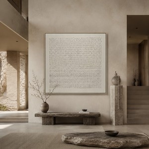 Decorazione da Parete Fatta a Mano Tonalità della Terra Tela Astratta Pittura Minimalista Effetto Intonaco Wabi Sabi Arte Murale 3D - Product Image 1