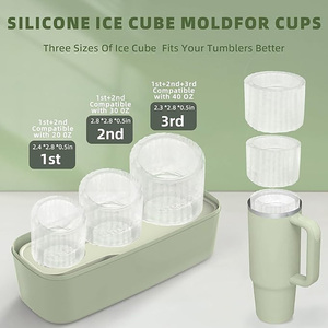 Moule à glaçons réutilisable en silicone de qualité alimentaire, compatible avec les gobelets, avec couvercle et bac, pour la fabrication de crème glacée - Product Image 3