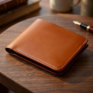 Custom Men's Brown Crazy Horse Cow Leather Short Bifold <b>Wallet</b> with Coin Pocket <b>RFID</b> <b>Blocking</b> Open Closure - Product Image 2