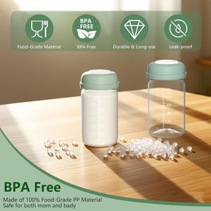 Bouteille de stockage de lait maternel pour bébé, 180 ml, PP, bleu, rose, blanc, vert, large diamètre, avec bouchon à vis, joint en silicone, résistante au réfrigérateur - Product Image 4