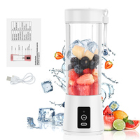 Draagbare Mini Handblender Roestvrijstalen mes ABS-behuizing Single-Speed ​​Juicemixer 6 messen 400 ml Waterdicht 150 W USB