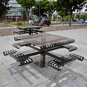 Giardino esterno mobili da giardino doghe in acciaio design moderno da esterno tavolo panca termoplastica rivestito sedia tavolo da pranzo - Product Image 5