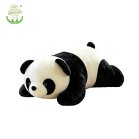 Peluche géante réaliste Panda couché avec logo personnalisé, rembourrée en coton PP, coussin anti-stress en forme d'animal, ornement pour stand de rue