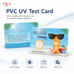 بطاقة اختبار الأشعة فوق البنفسجية المخصصة من البولي فينيل كلوريد (PVC) متغيرة اللون لاختبار عدسات النظارات الشمسية وكشف الأشعة فوق البنفسجية في ضوء الشمس الخارجي، طباعة OEM - Product Image 1