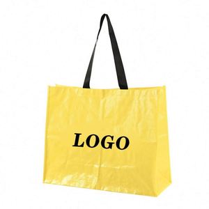 Wholesale Supermarket Waterproof Customized Logo Beach Promotional Hand Recycled Pp <b>Plastics</b> Woven Shopping <b>Tote</b> Bags - Product Image 1