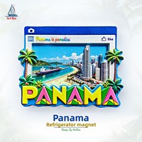 L'âme poétique d'une personne chinoise, aimant de réfrigérateur 3D avec lettrage coloré, motif Panama, fenêtre, ville, plage, autocollant magnétique