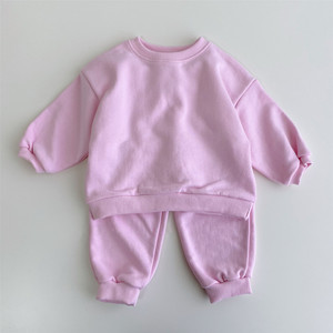 Set di Abbigliamento Autunnale Ecologico 100% Cotone Stile Coreano per Bambini e Bambine, Tute Sportive per Bambini in Tinta Unita - Product Image 2