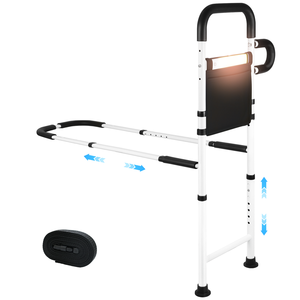 Barrières de lit pour la sécurité des personnes âgées avec lumière LED à détecteur de mouvement - Barrières d'aide au lit réglables pour lit double - Product Image 1