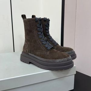 Botas de Plataforma de Alta Calidad para Mujer, Estilo Inglés, con Cierre de Cremallera y Cordones, Diseño de Moda, Botas Cortas de Cuero Genuino - Product Image 5