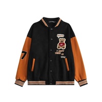 OEVE veste de baseball à blocs de couleurs Bomber vestes en micro polaire broderie de lettres personnalisée femmes tissé long standard tricoté