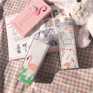 Top Seller Cute Sports Milk Carton Shape Square <b>Kids</b> 500Ml Plastic Portable Drinking Clear Milk Water Bottle With Lid - Product Image 6