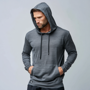 Felpa con Cappuccio in <span class=keywords><strong>Lana</strong></span> Merino Leggera da <span class=keywords><strong>Uomo</strong></span>, Maglione Invernale Antipiega, Traspirante, Antirestringimento, con Logo Frontale, Comfort Quotidiano - Product Image 2