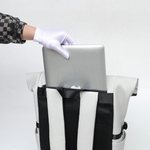 For Mijia Waterproof Casual <b>Backpack</b> Zipper <b>Rolled</b>-Edge Style 23L Capacity Polyester Lining Fashionable Shoulder Bag School - Product Image 3