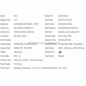 Pantalla LCD Original Nueva de Fábrica G101STN01.6 de 10.1 Pulgadas con Resolución de 1024*600 - Product Image 4