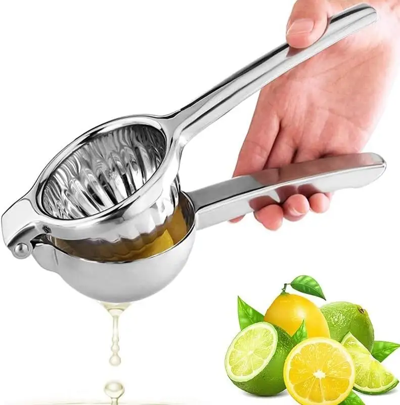 Lemon Squeezer Stainless Steel with Premium Duty Solid Metal Squeezer Bowl - Large Manual Citrus Press Juicer &Lime Squeezer