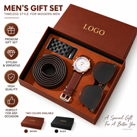 Ensemble cadeau pour homme avec montre, ceinture, lunettes de soleil, bracelet, bracelet de rechange pour montre, avec boîte de présentation pour les cadeaux d'anniversaire, de fête des pères