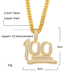 Hip-hop <b>copper</b> men's jewelry micro-inlaid zircon 100-point pendant. - Product Image 1
