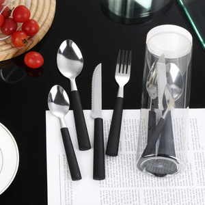 Nhà hàng khách sạn Bạc Đảng <span class=keywords><strong>Flatware</strong></span> thép không gỉ Đảng sử dụng nhựa xử lý thiết lập dao kéo - Product Image 1